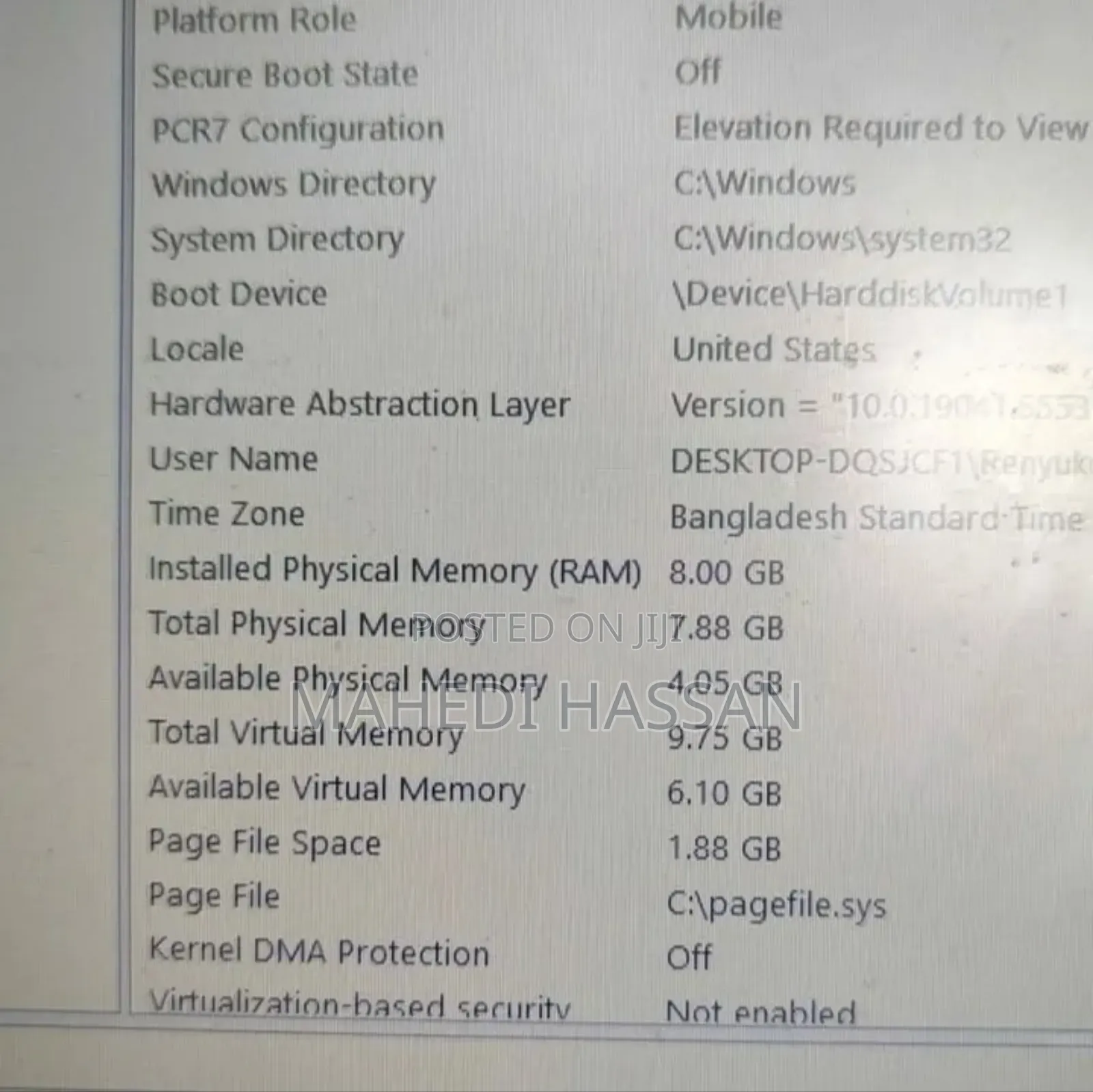 Desktop Computer 8GB Intel Core I5 SSD 256GB