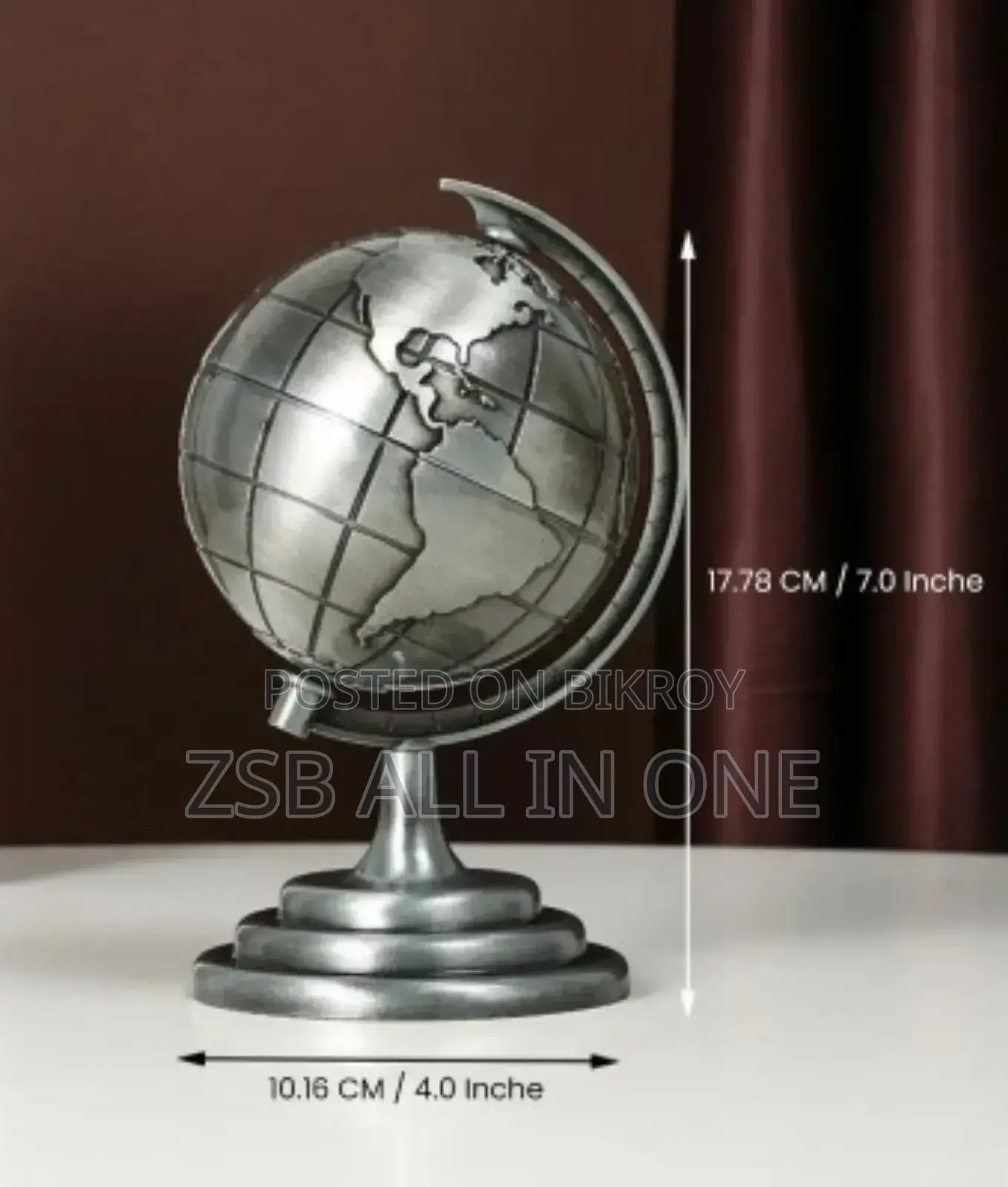 World Map 3d Rotating Globe Decoration Gift- Golden