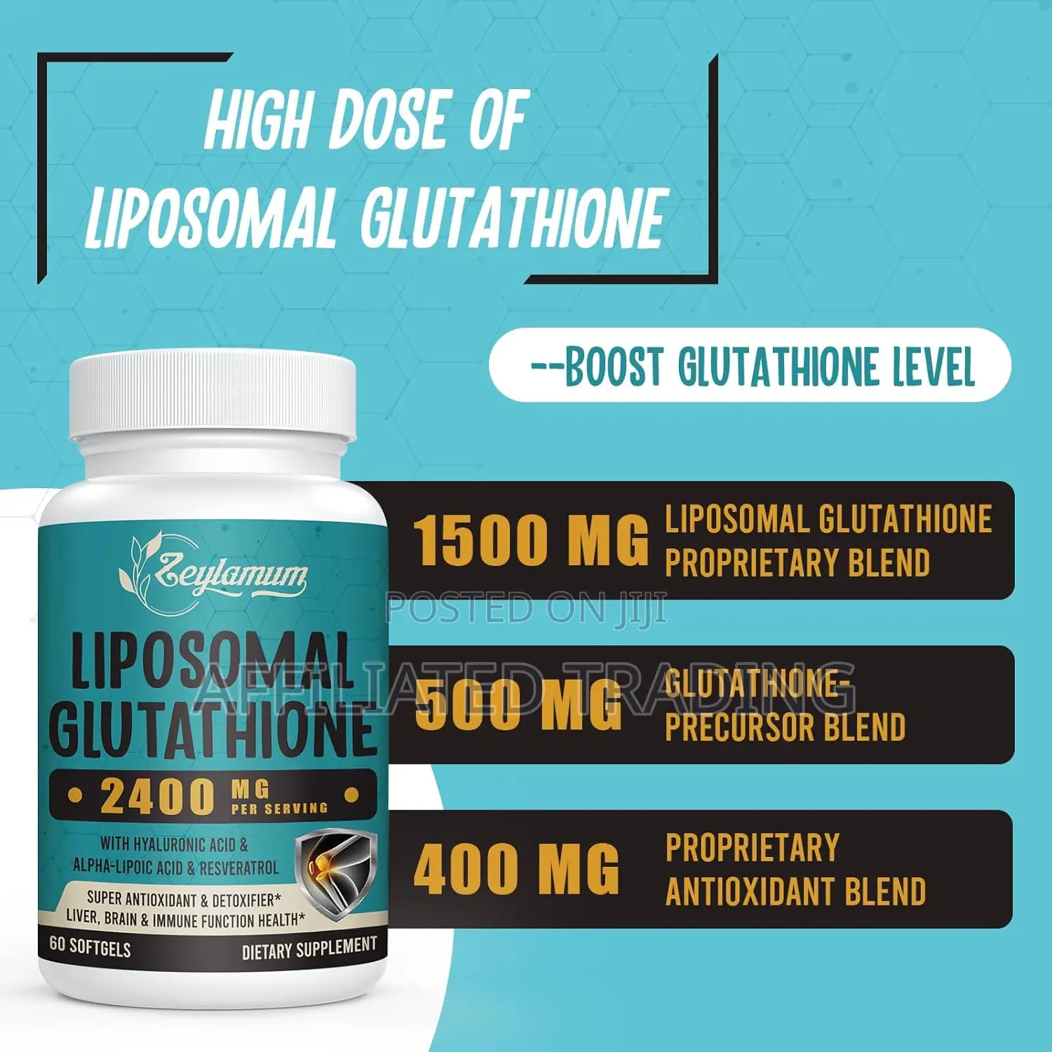 Zeylamum Liposomal Glutathione 2400 Mg - 60 Softgels - Made in Usa
