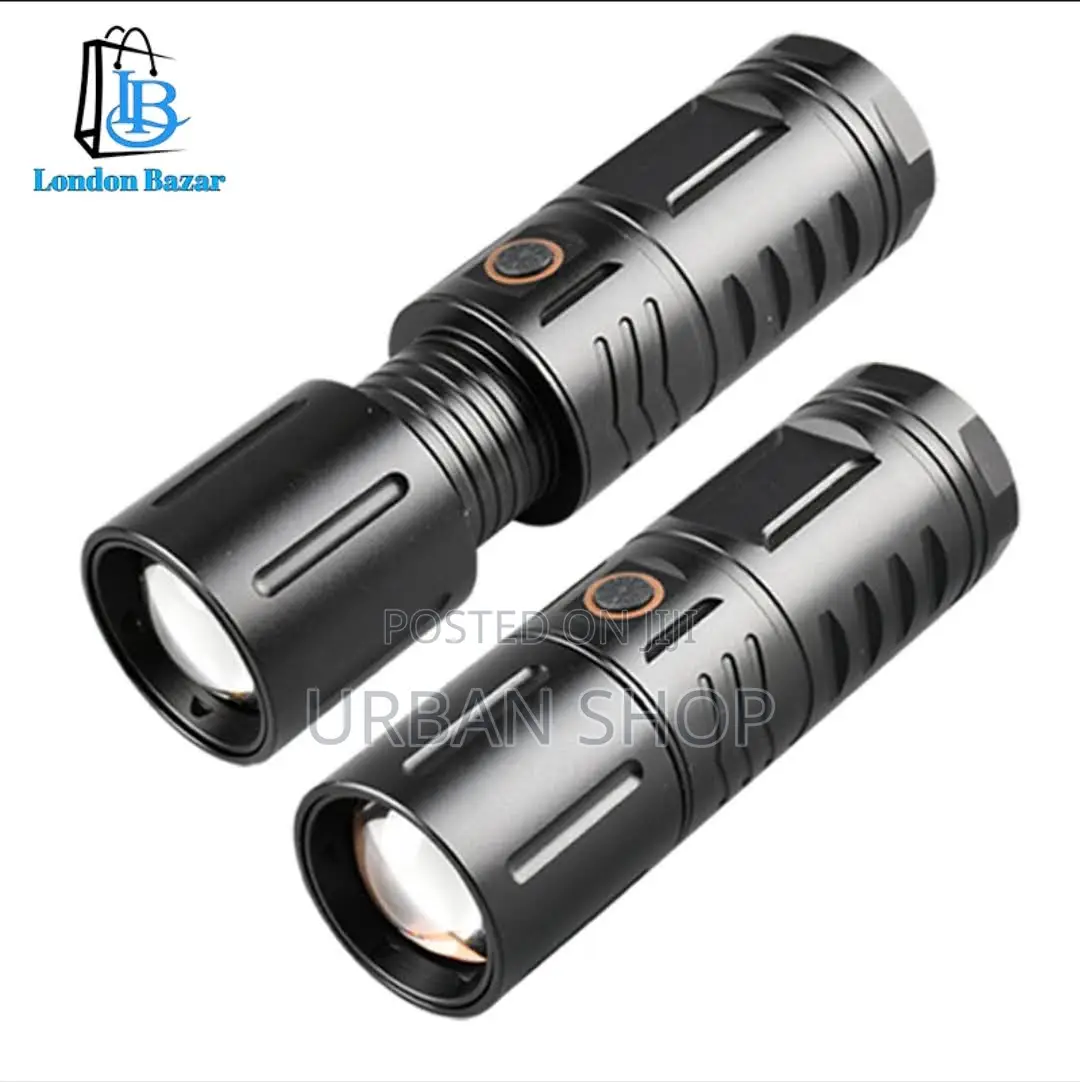 Rechargeable Waterproof Zoom LED Flashlight with Power Bank
