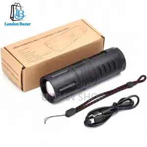 Rechargeable Waterproof Zoom LED Flashlight with Power Bank