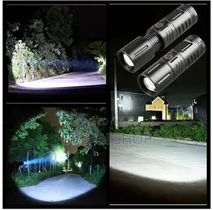 Rechargeable Waterproof Zoom LED Flashlight with Power Bank