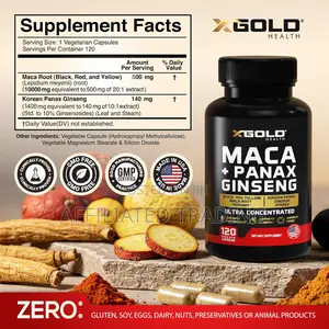 X Gold Health Maca + Korean Panax Ginseng– ১২০ ক্যাপসুল - মেড ইন ইউএসএ