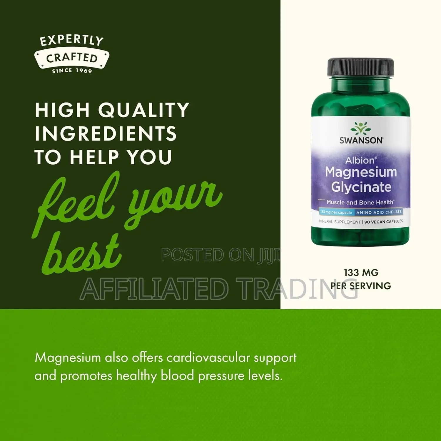 Swanson Albion Chelated Magnesium Glycinate- 90 Capsules - Made in Usa