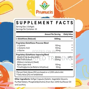 Prunucis Liposomal Glutathione ২৪০০ মিগ্রা - ৬০ সফটজেল - মেড ইন ইউএসএ