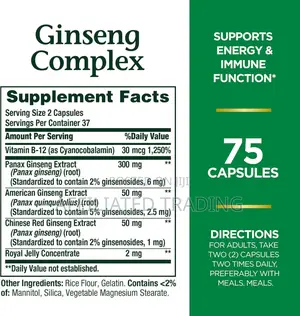 Nature’S Bounty Ginseng Complex 75 Capsules Made In Usa