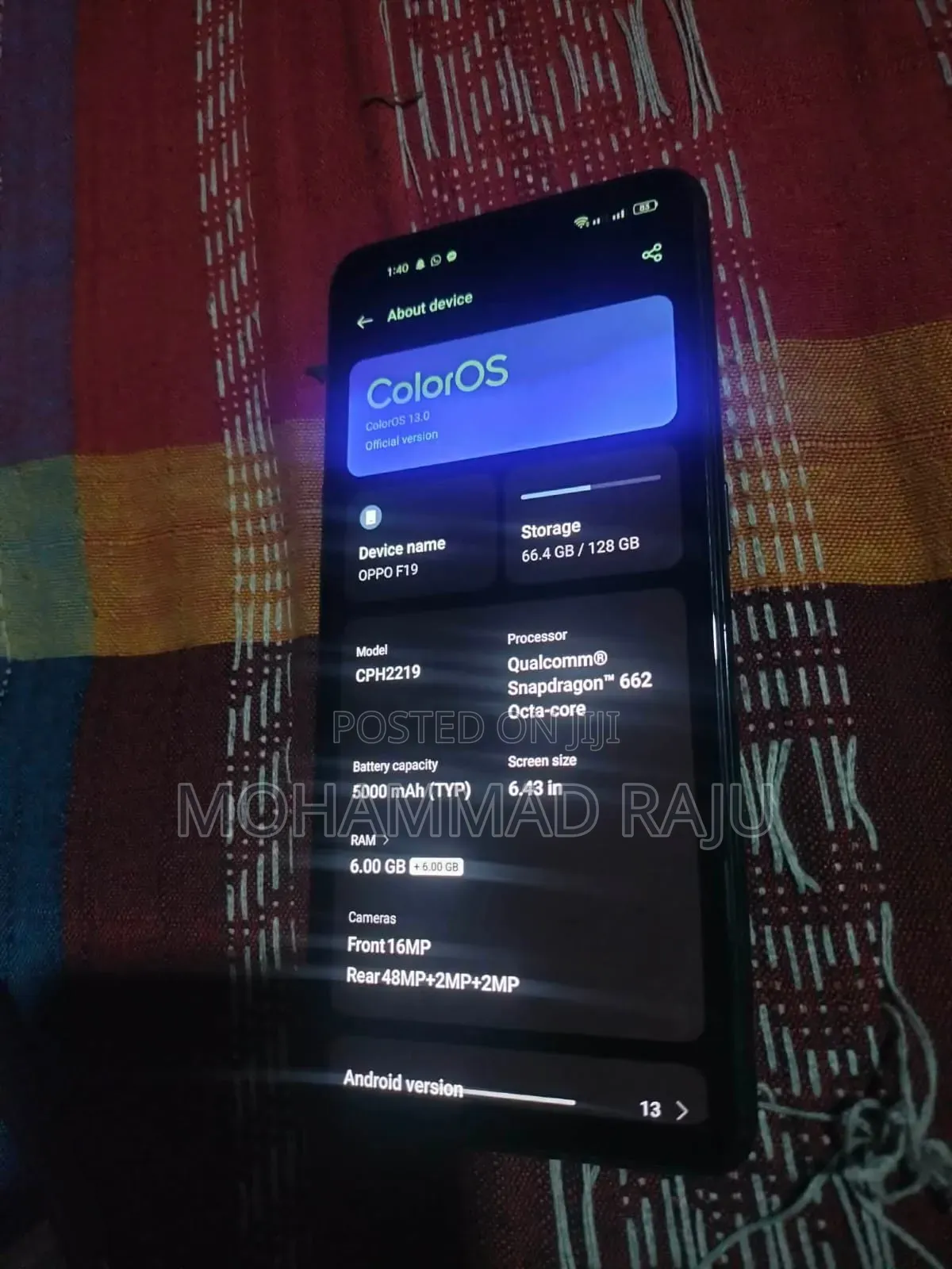 Oppo F19S 128 GB Blue