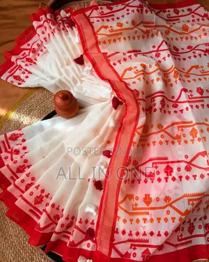 Half Silk Screen Print Saree With Blause PCS নতুন কালেকশন