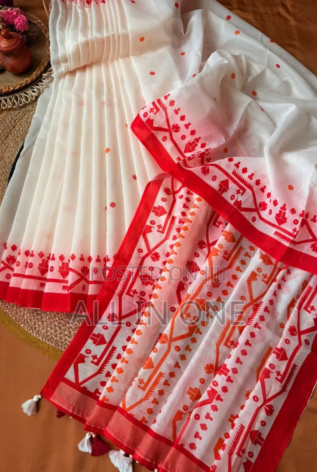 Half Silk Screen Print Saree With Blause PCS নতুন কালেকশন