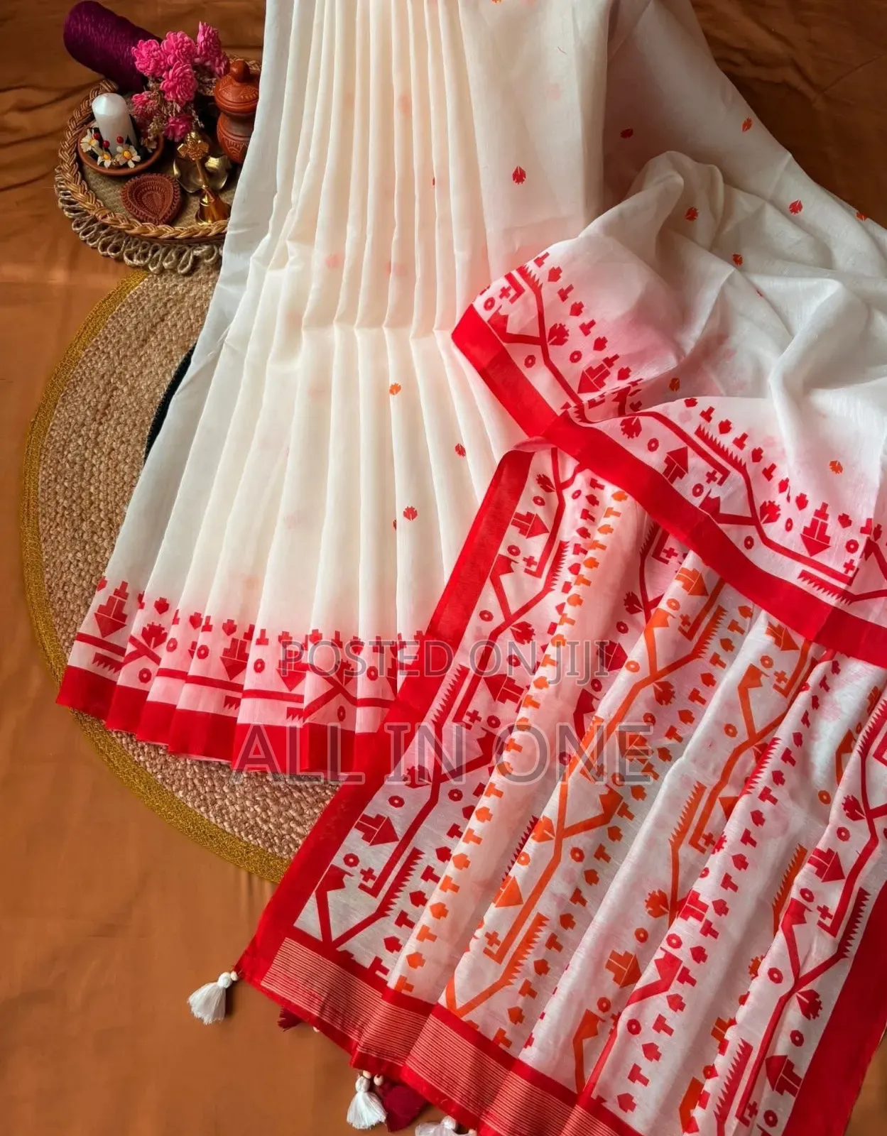 Half Silk Screen Print Saree With Blause PCS নতুন কালেকশন