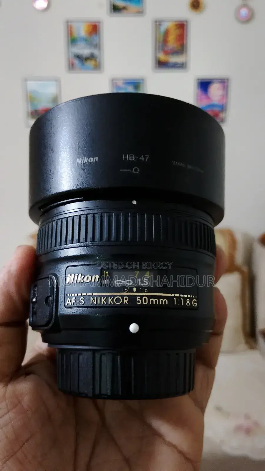 Nikon 50mm 1.8G প্রাইম লেন্স সাথে ক্যাপ, হুড, ইউভি ফিল্টার এবং পাউচ