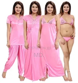 6-Piece Silk Satin Night Dress Set for Women