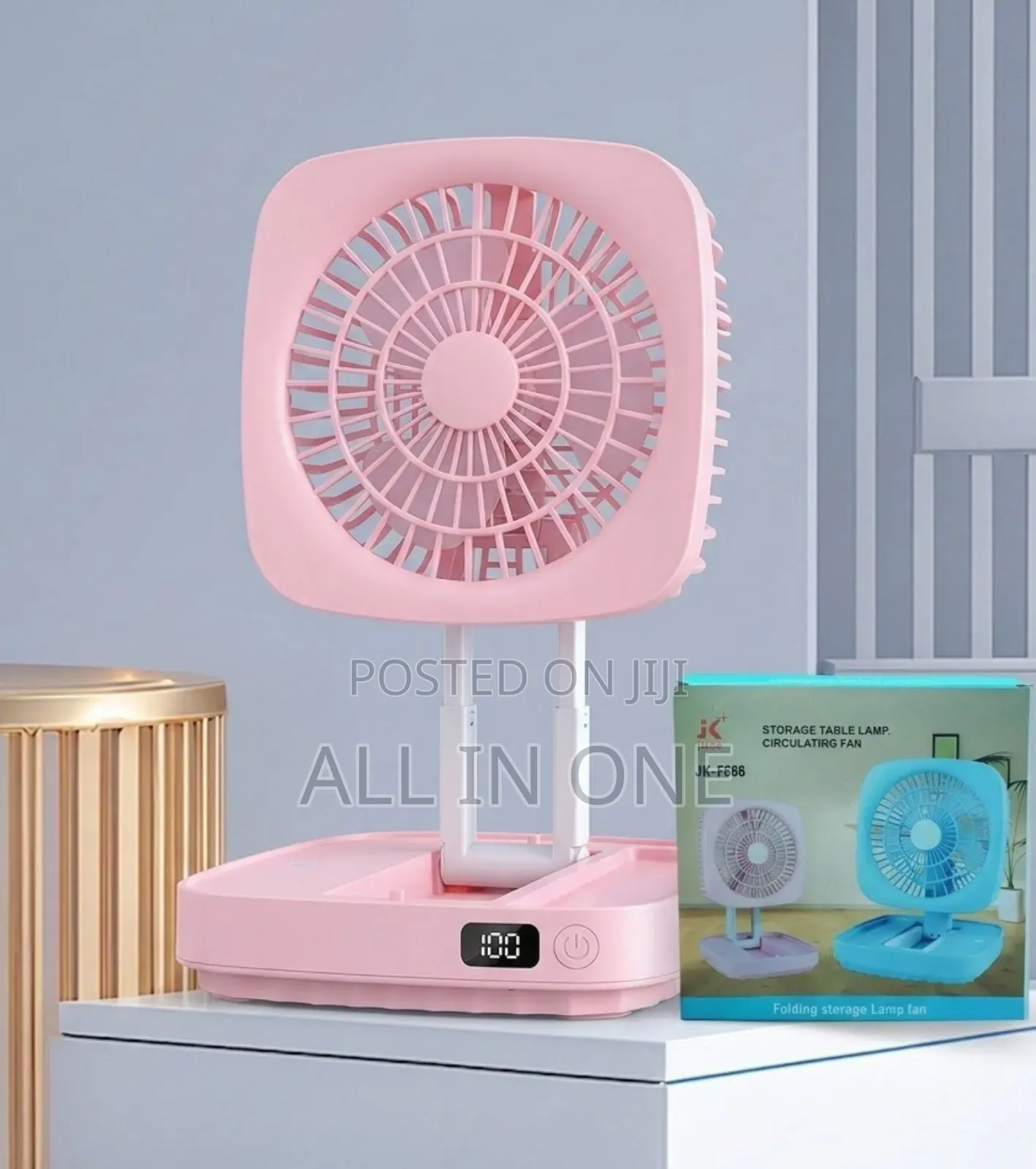 Rechargeable Folding Desk Fan With Led Light Jk