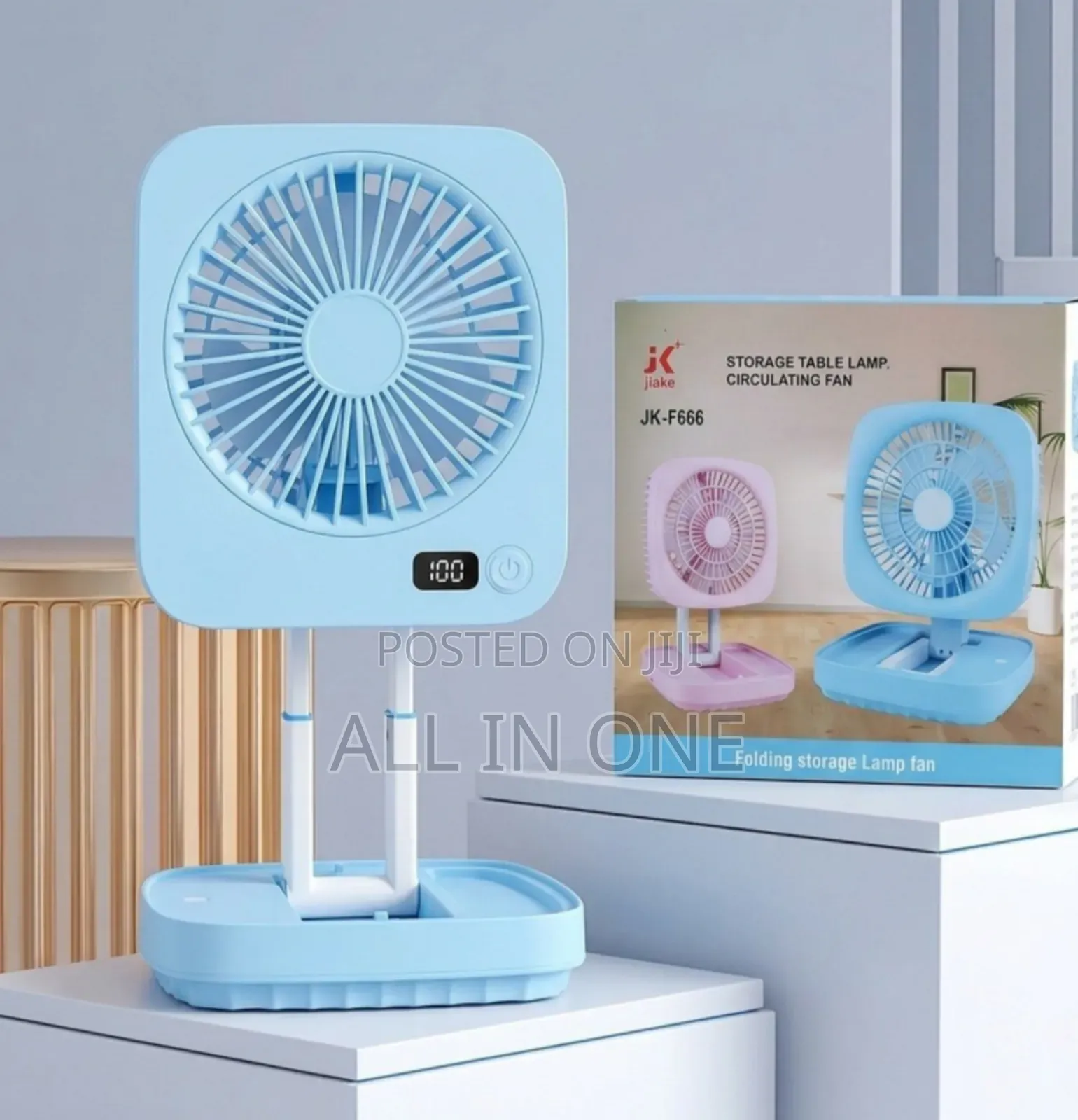 Rechargeable Folding Desk Fan With Led Light Jk