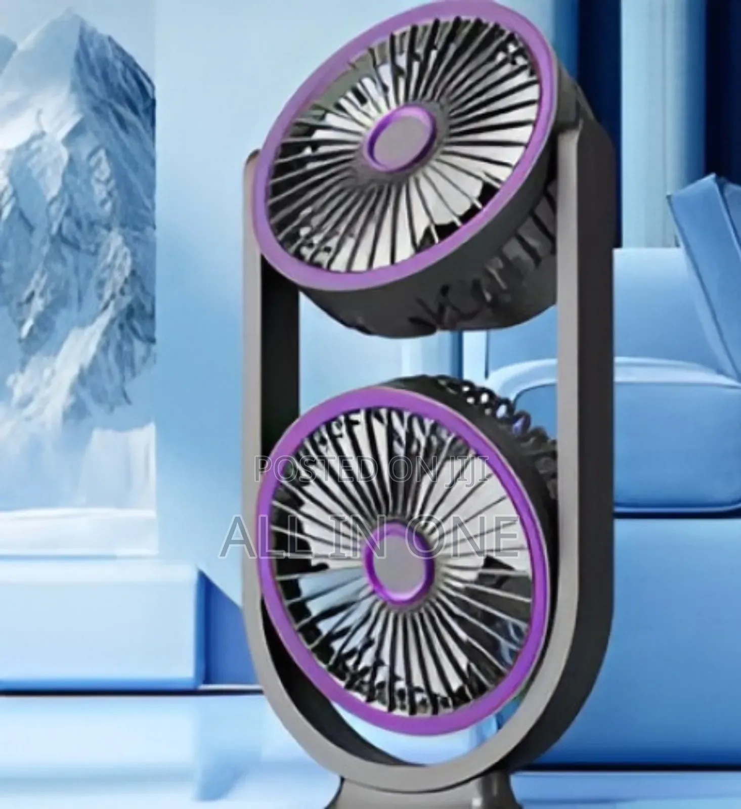 Dual Head Rechargeable Desk Fan for Bedroom/Office Use