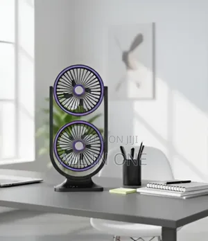 Dual Head Rechargeable Desk Fan for Bedroom/Office Use