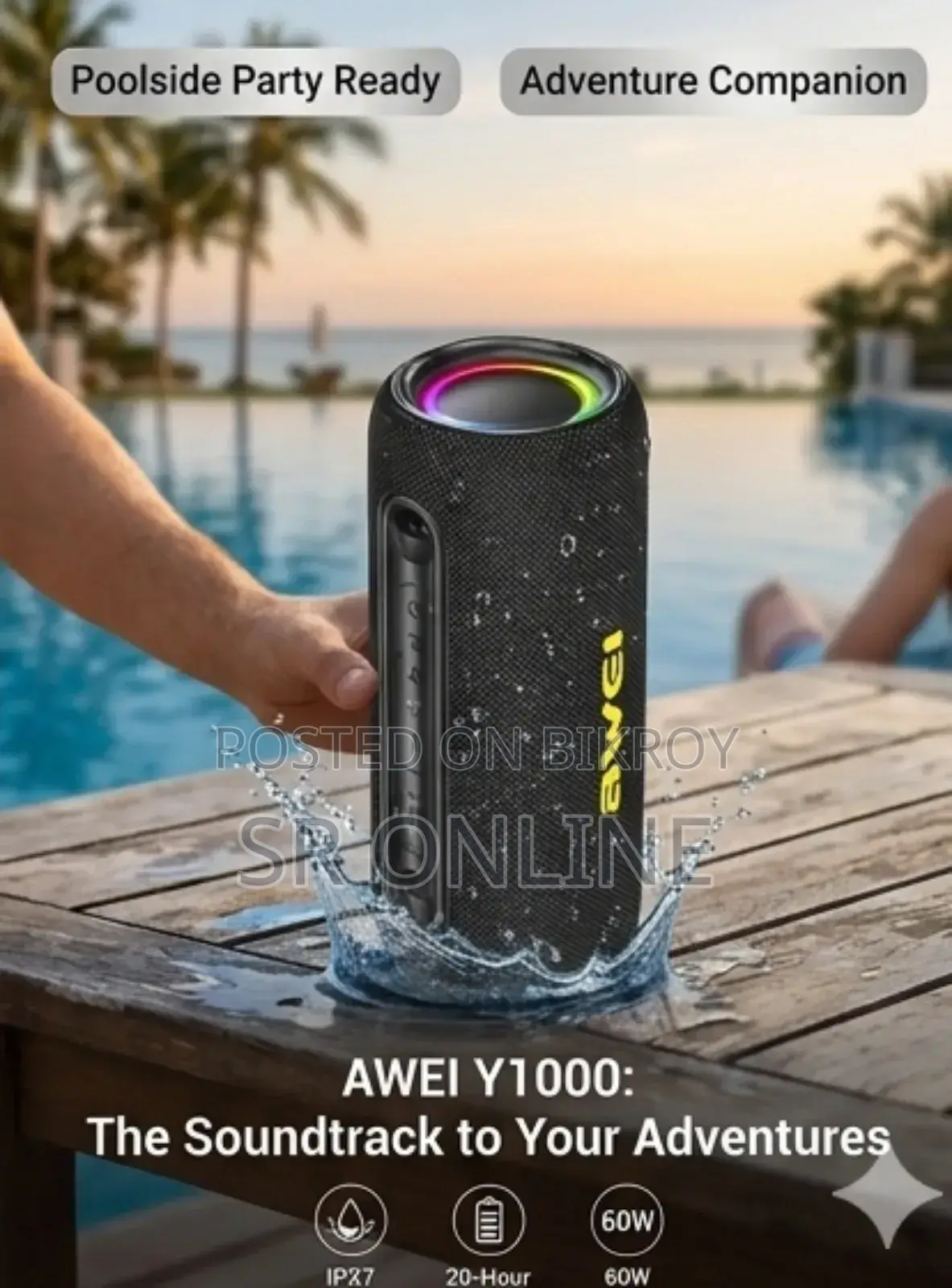 Awei Y1000 60W Outdoor Waterproof Wireless Speaker