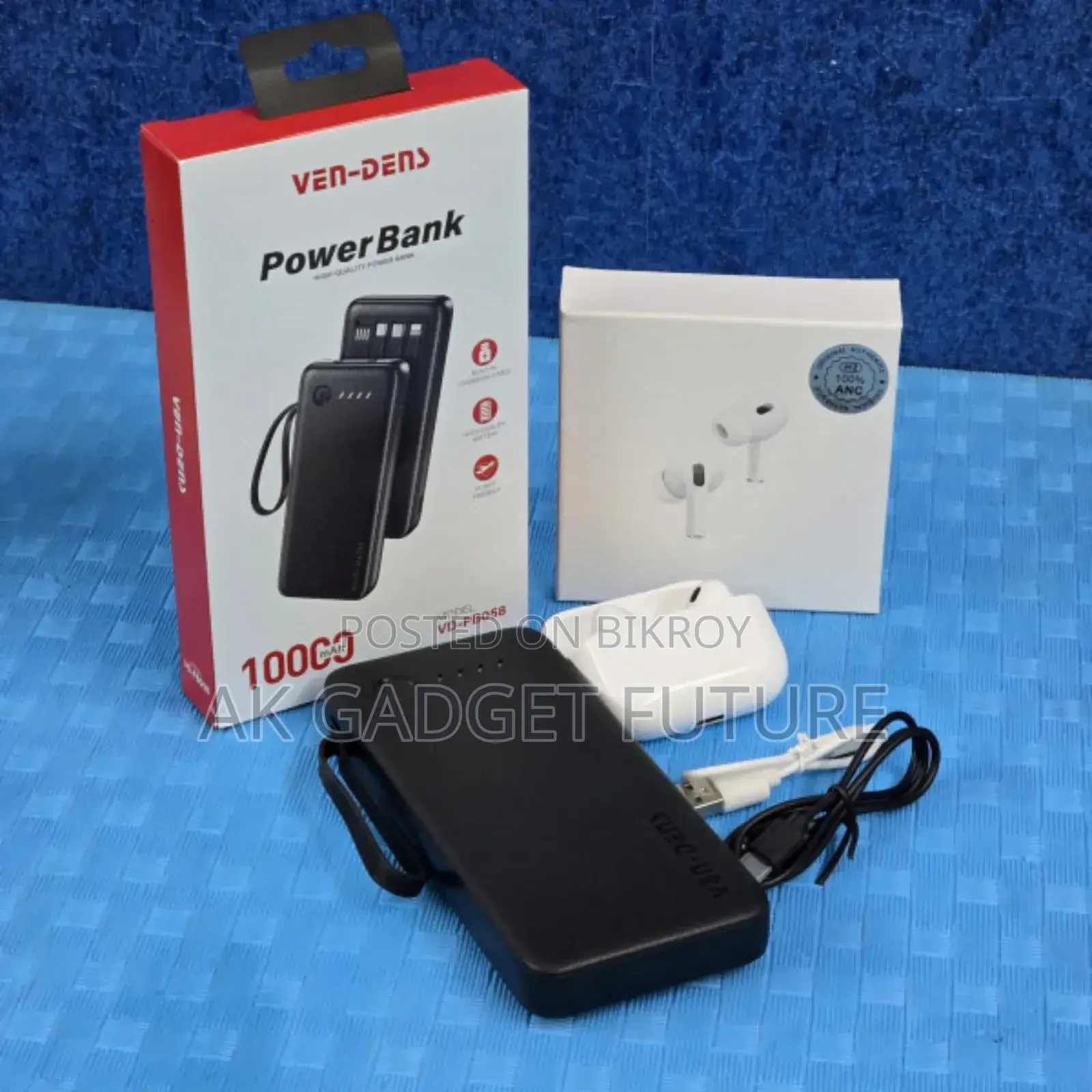 Ven-Dens 10,000mAh Power Bank Air Buds Combo