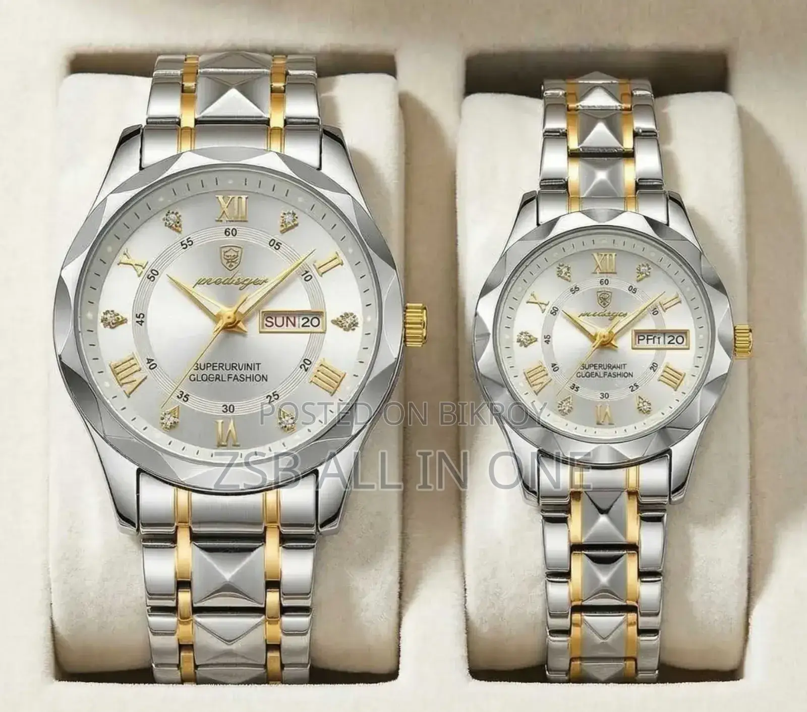 Poedagar Luxury Couple Watch Set (Butterfly Lock)