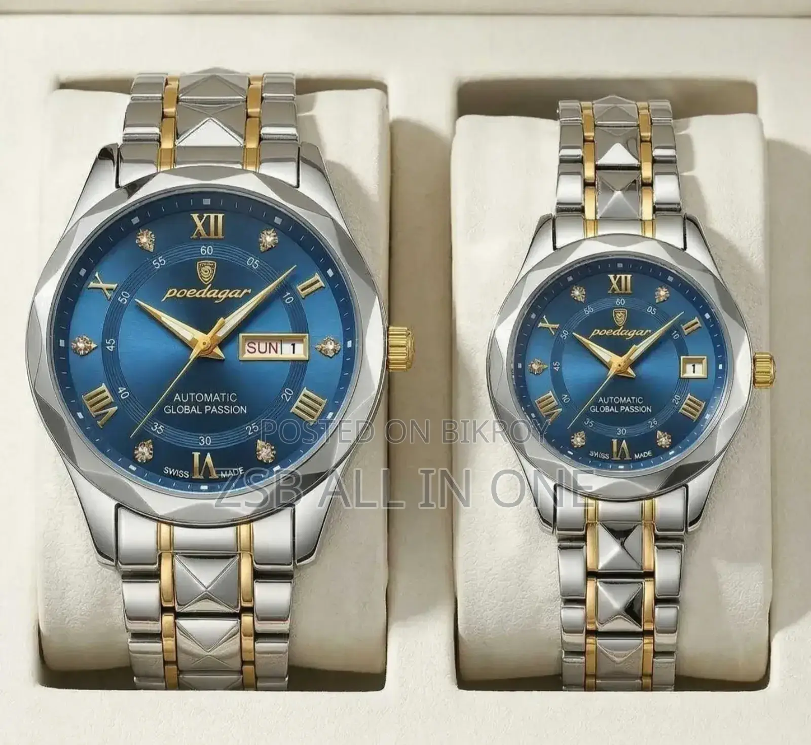 Poedagar Luxury Couple Watch Set (Butterfly Lock)