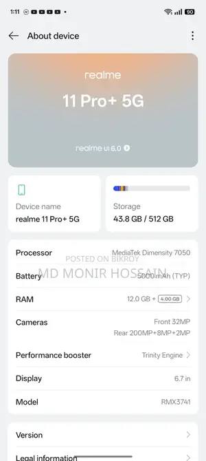 Realme 11 Pro+ 512 GB Black