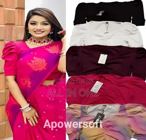 ক্রপ টপ ব্লাউজ হাফ হাতা হাফ বডি