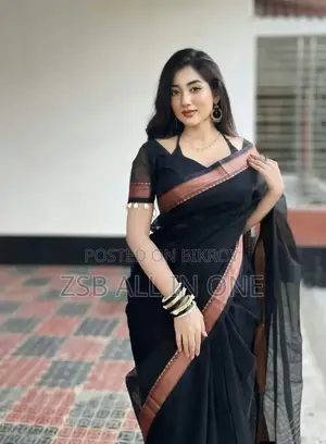 Nokshi Border Cotton Saree with separate matching blouse piece