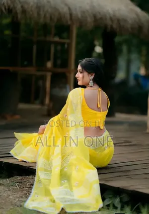 Half Silk Lace Work Saree with Blouse Piece