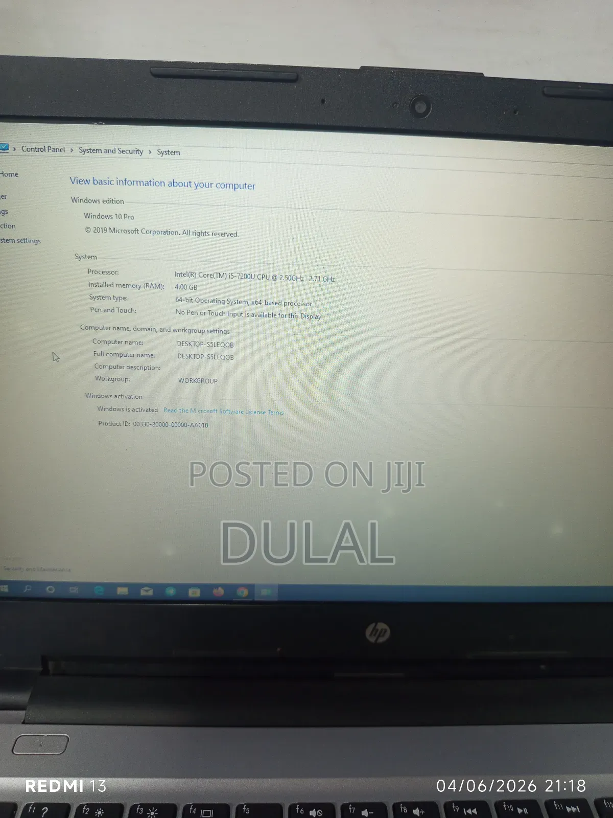 Laptop HP 348 G4 4GB Intel Core I5 HDD+SSD 128GB