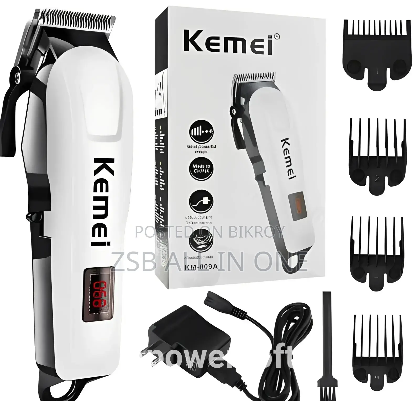 Kemei KM-809A Professional Rechargeable Hair Clipper Trimmer