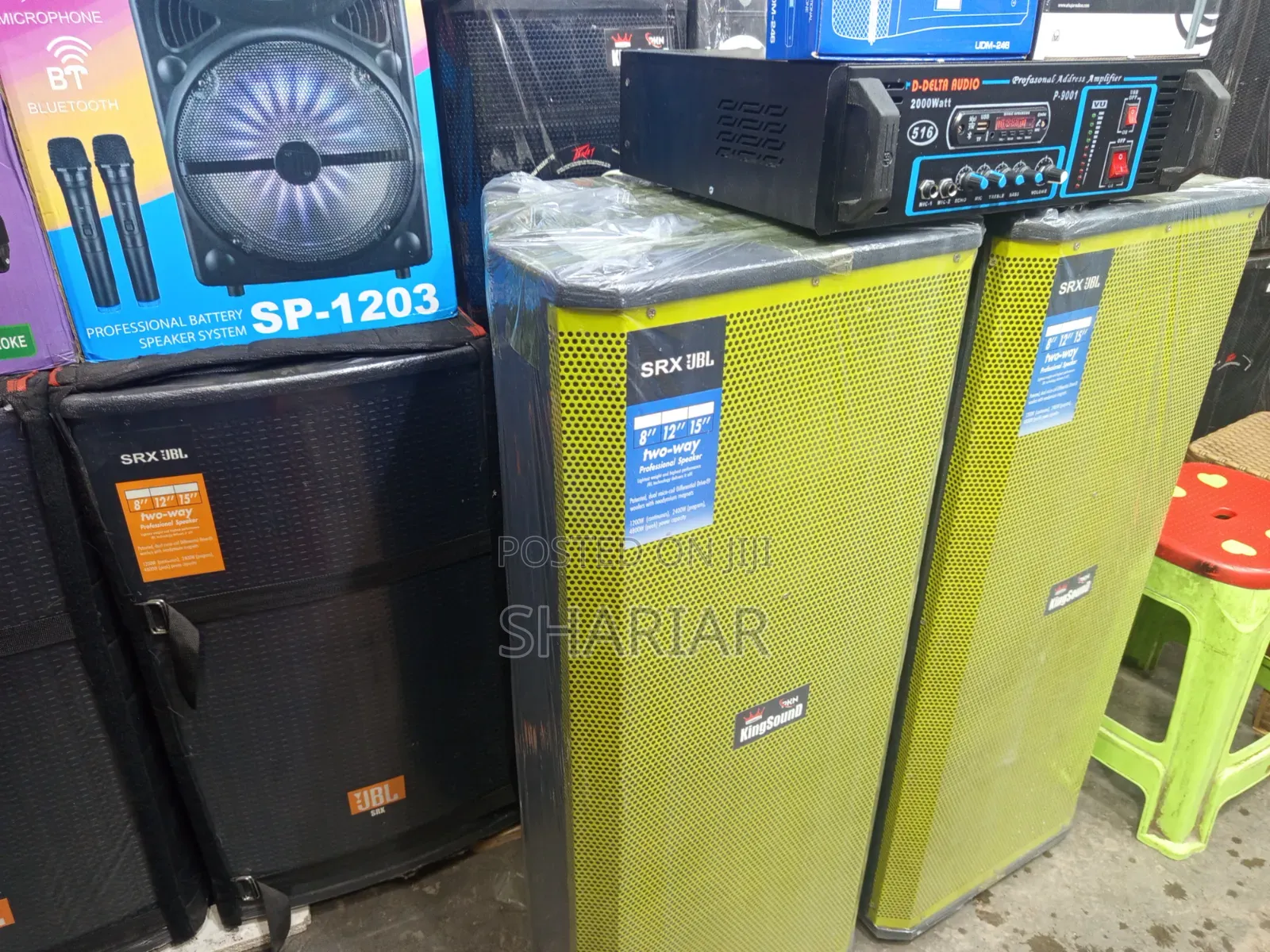 Model: G16, 16 Inch Speaker Box and Amplifier. With Mics.