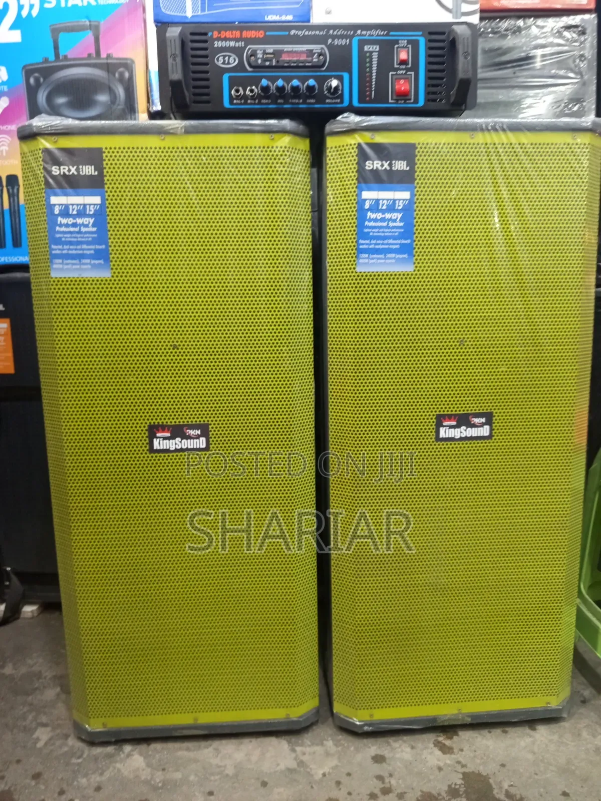Model: G16, 16 Inch Speaker Box and Amplifier. With Mics.