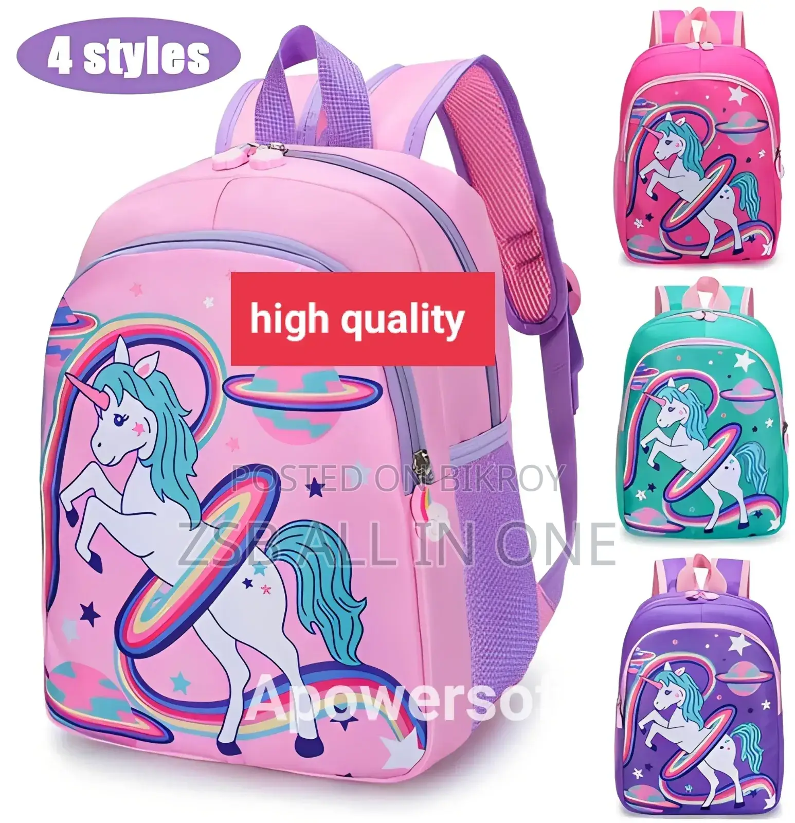 Unicorn Double Shouldered Waterproof School Bag