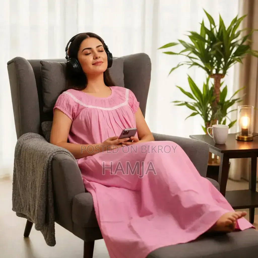 Elegant Ladies Cotton Maxi Dress Free Size Loose Fit Magic Sleeve