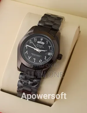 Black Rolex Watch With Eastern Arabic Numerals