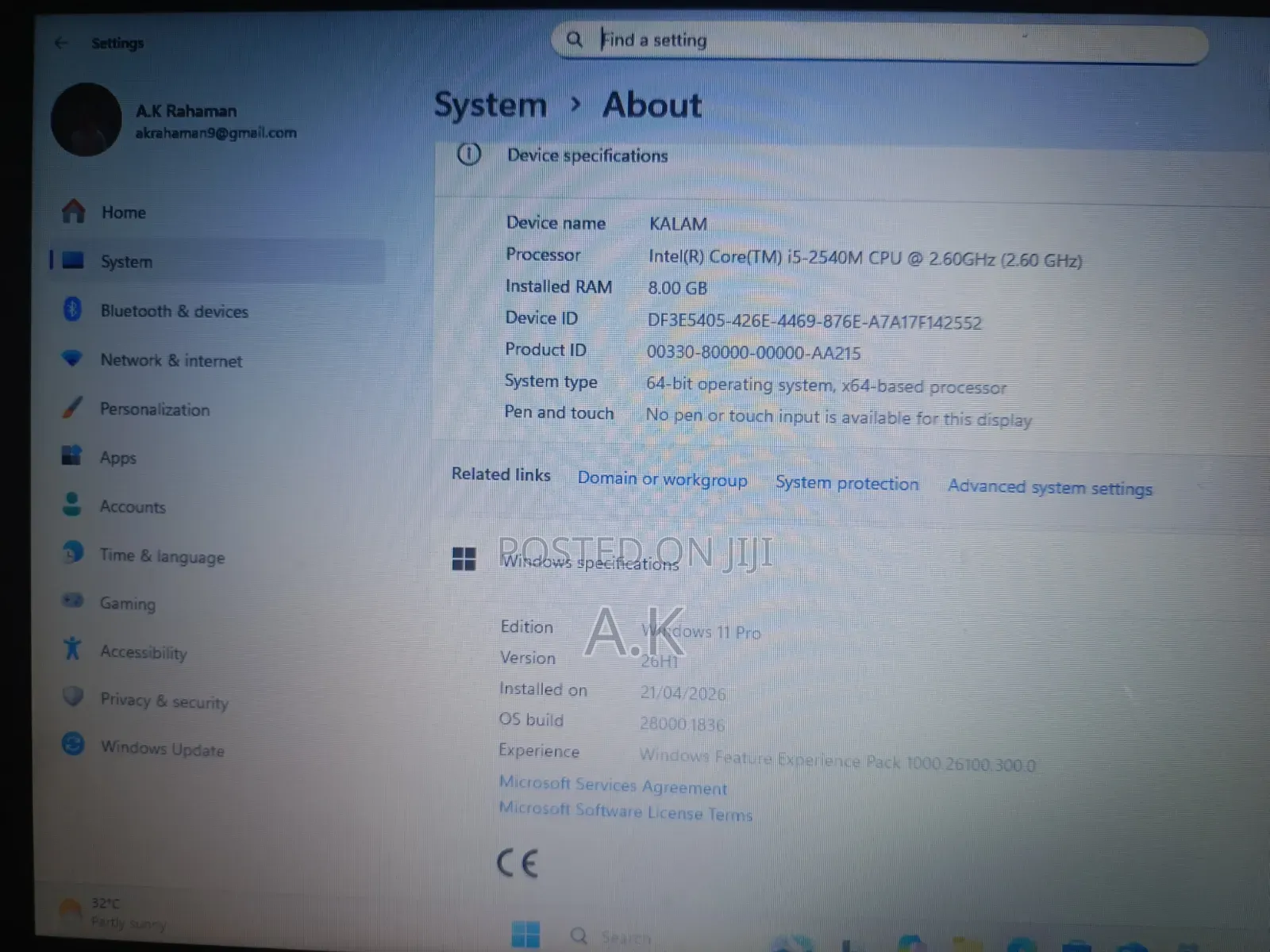 ল্যাপটপ HP ProBook 6560B 8GB Intel Core I5 HDD+SSD 1T