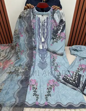 Embroidery Sequence Digital Print Three Piece