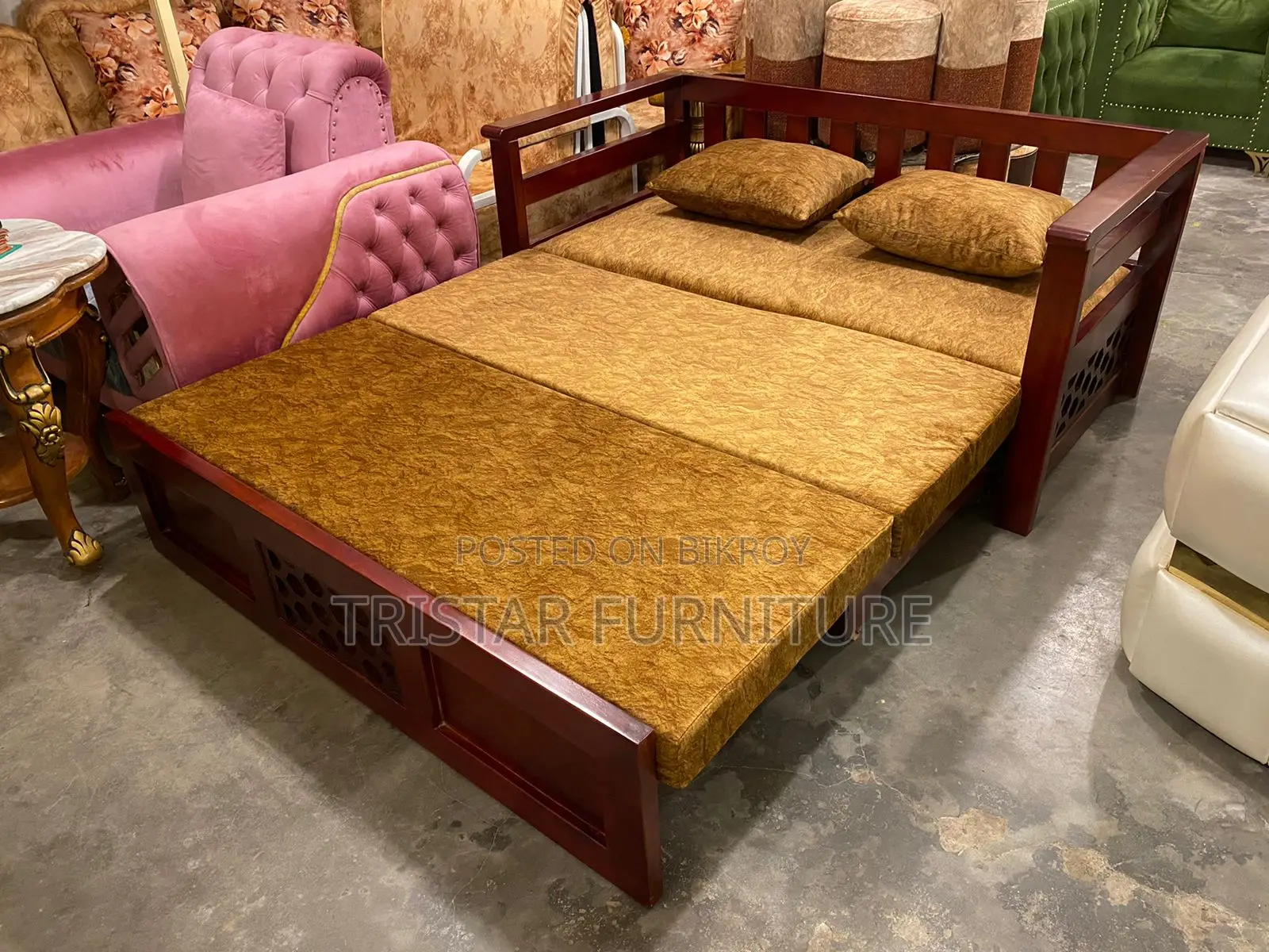 Mahogany Wood Sofa Cum Bed Scb13f