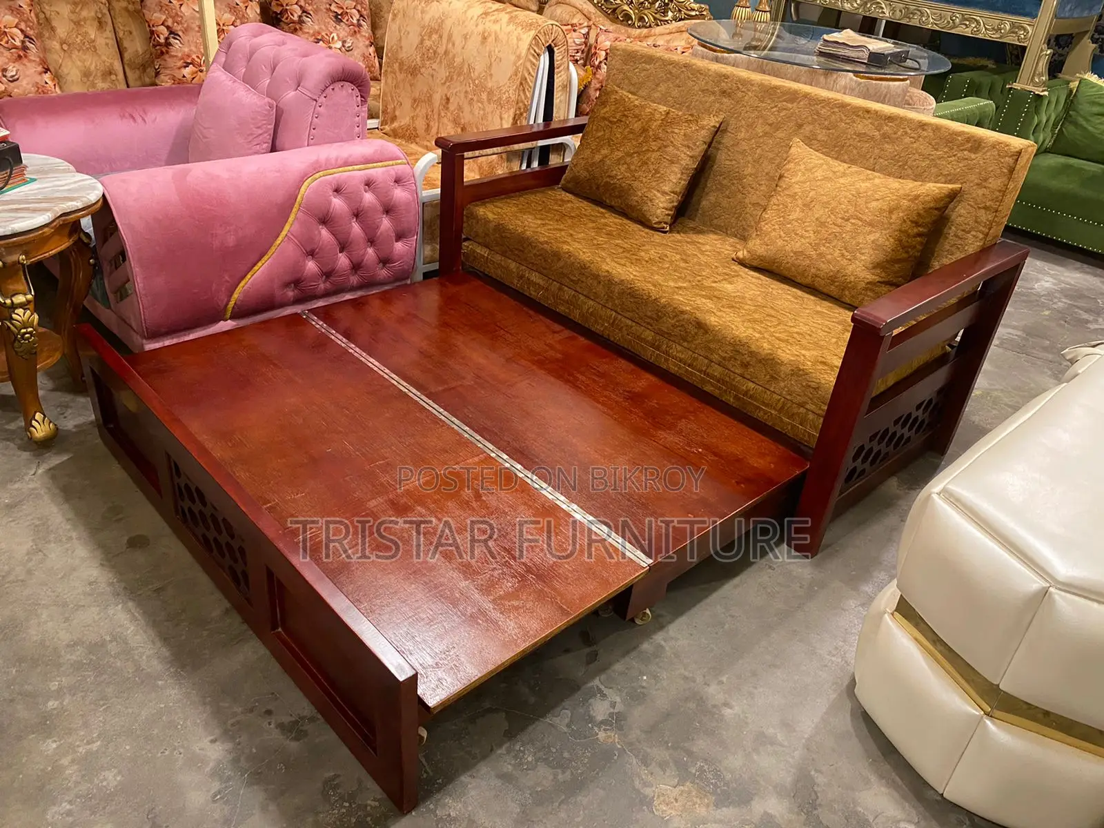 Mahogany Wood Sofa Cum Bed Scb13f