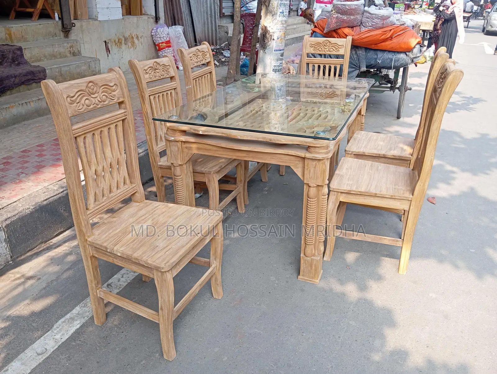 100% Chittagong Teak Wood Dining Table and 6 Chairs