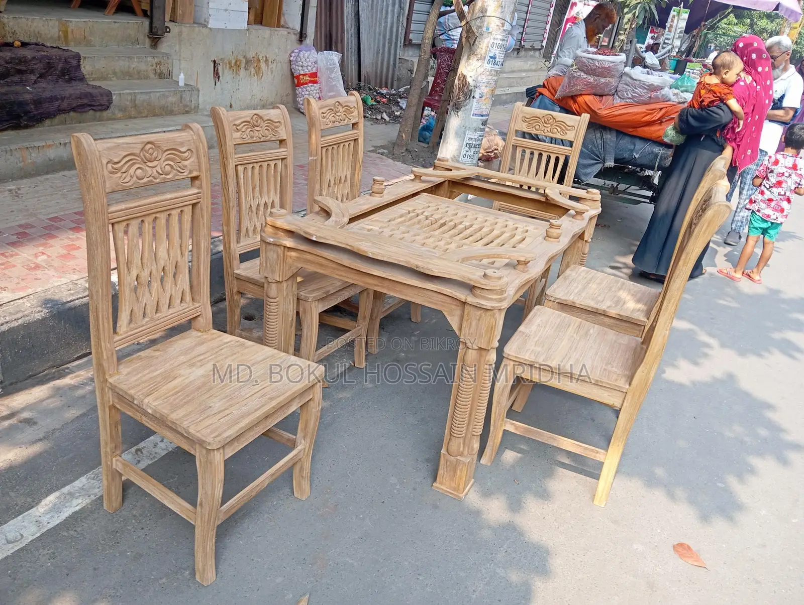 100% Chittagong Teak Wood Dining Table and 6 Chairs