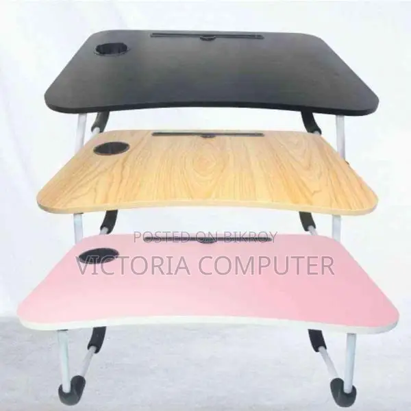 Aluminum Foldable Laptop Table with Cup Holder & iPad Slot