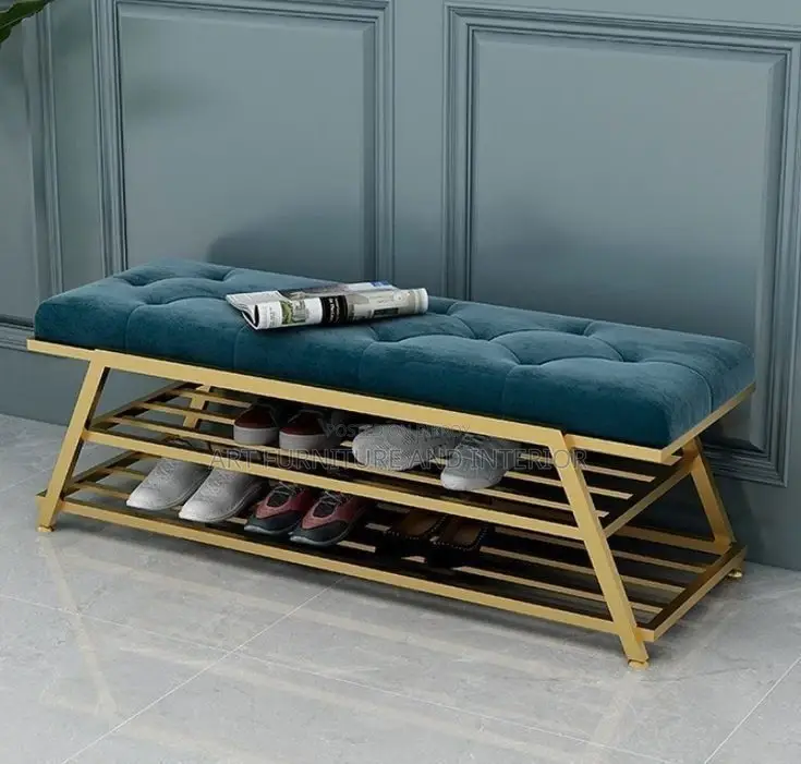 Iron Steel with seating Shoe Rack - 05