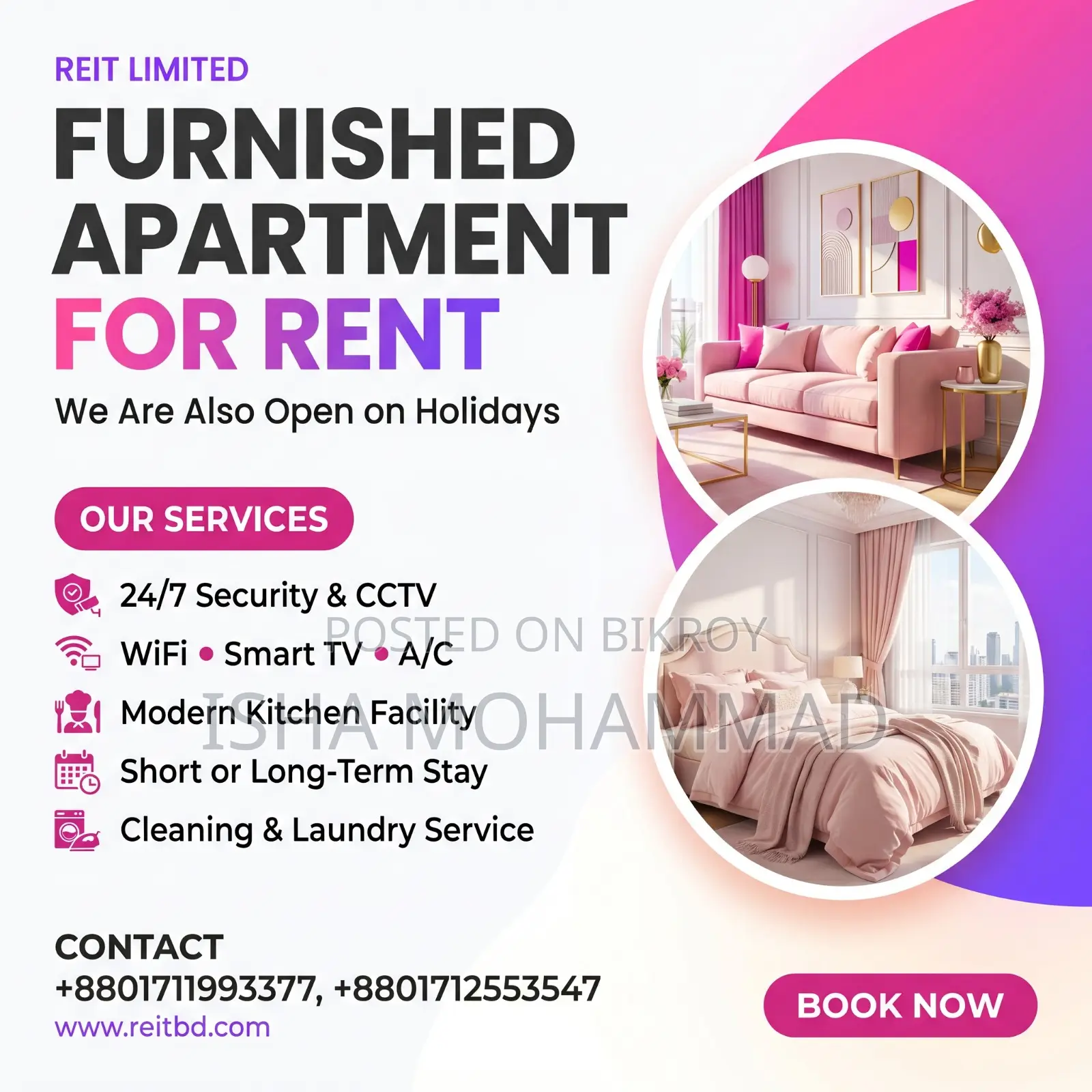 Furnished 3bdrm Apartment in Basundhara for Rent