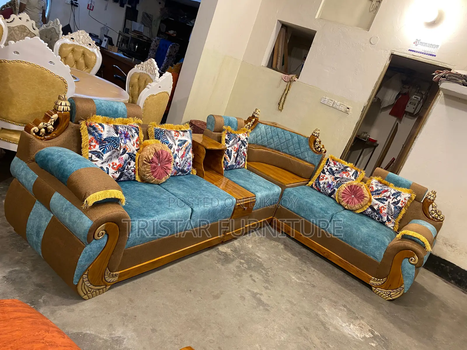 Teak wood corner sofa SL320F