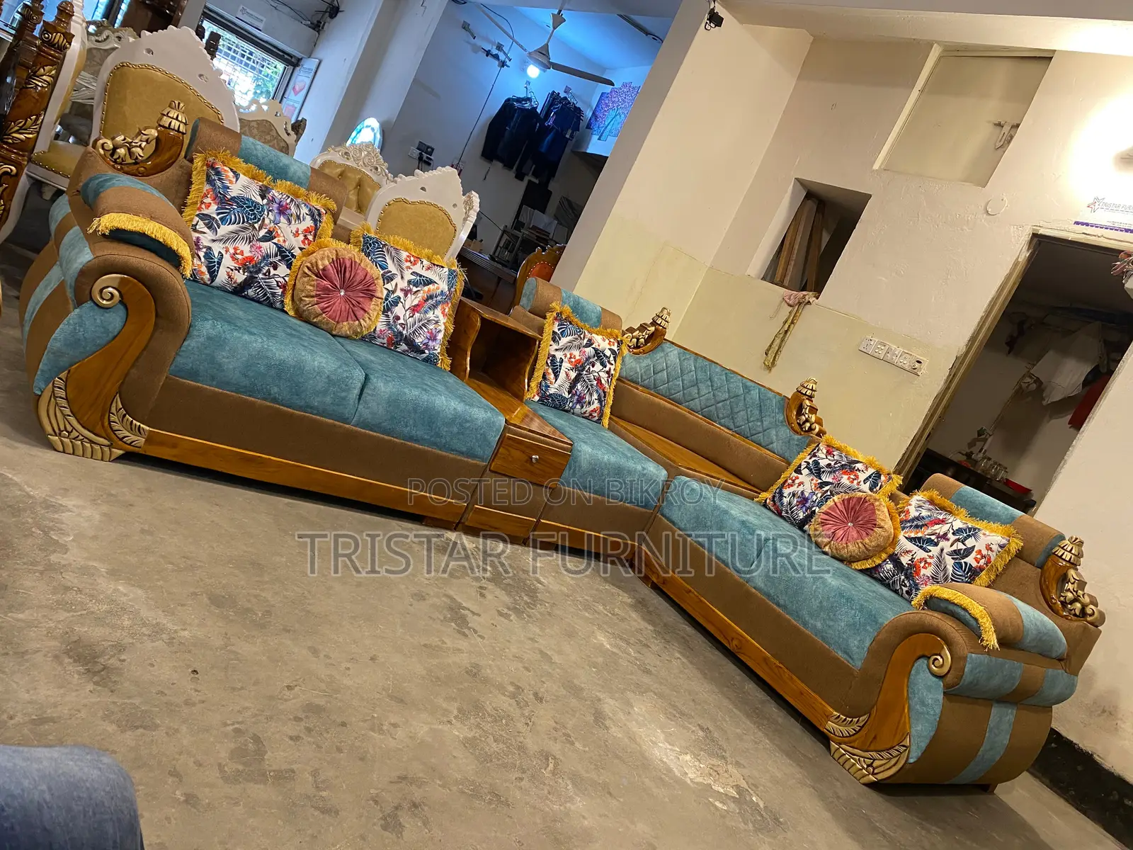 Teak wood corner sofa SL320F