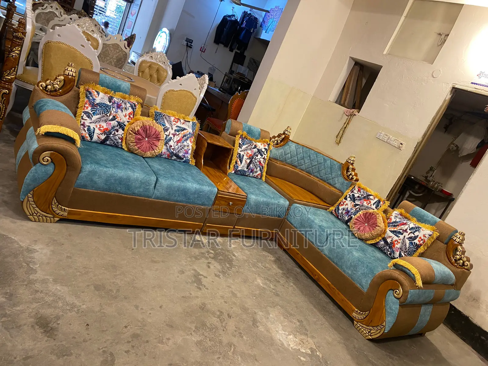 Teak wood corner sofa SL320F