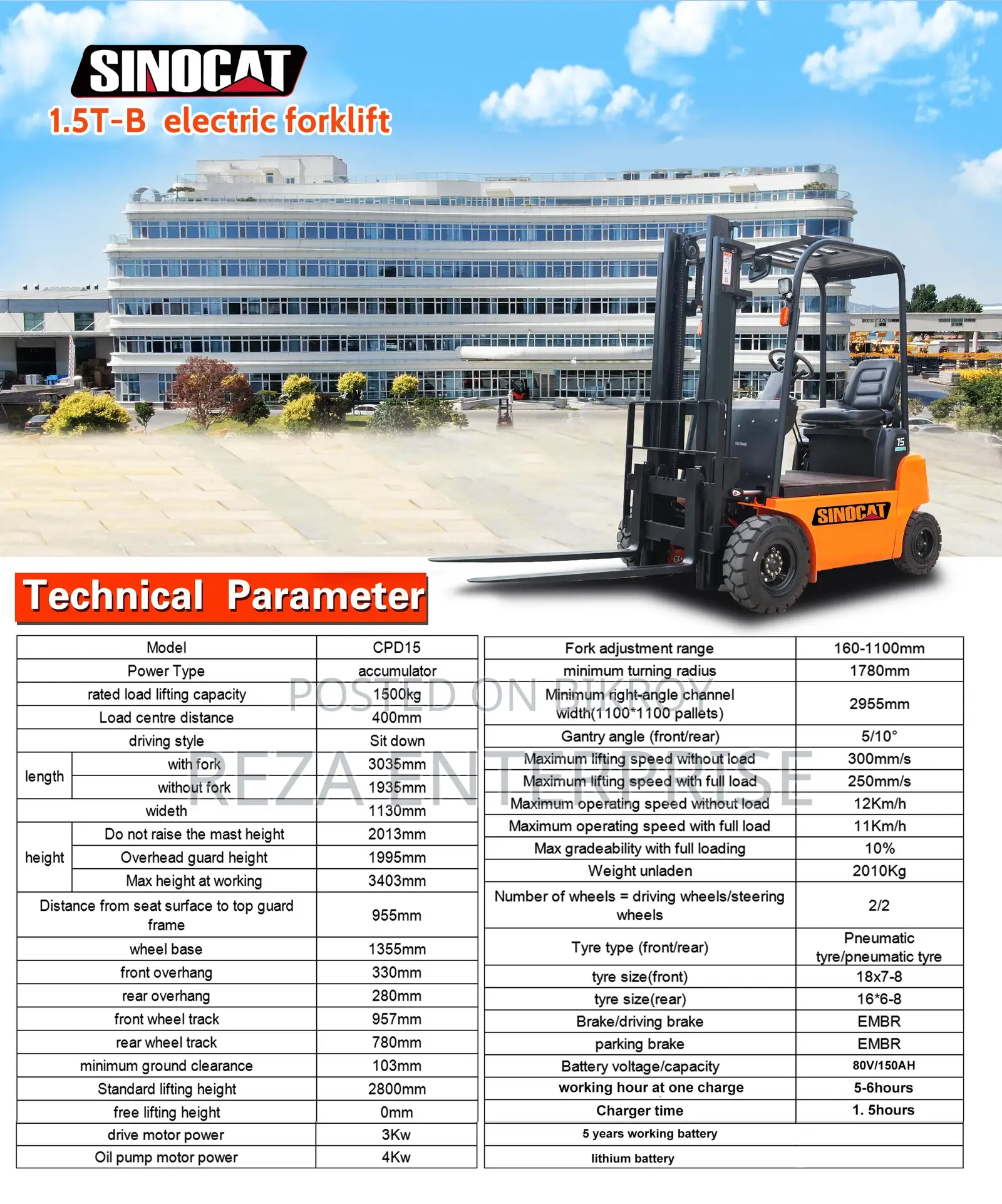 Sinocat Electric Fork Lift