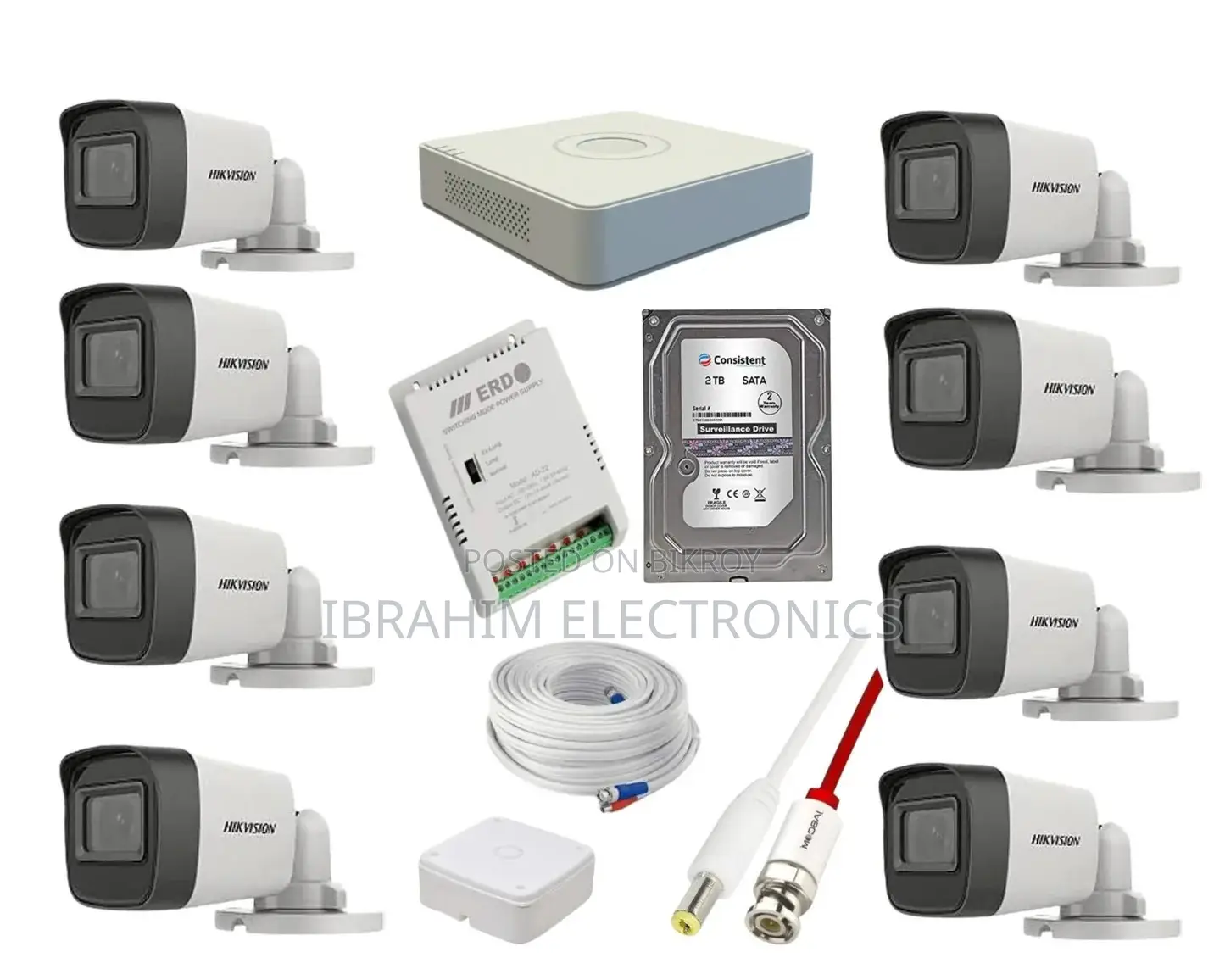 HIKVISION 8-Unit 1080P Night Vision Security CC Camera Package