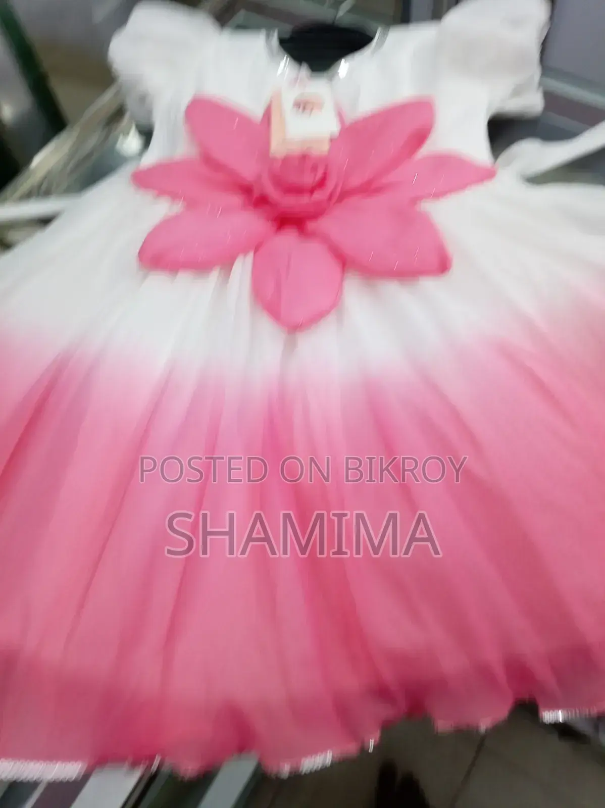 Premium Pink & White Ombre Party Dress for Girls